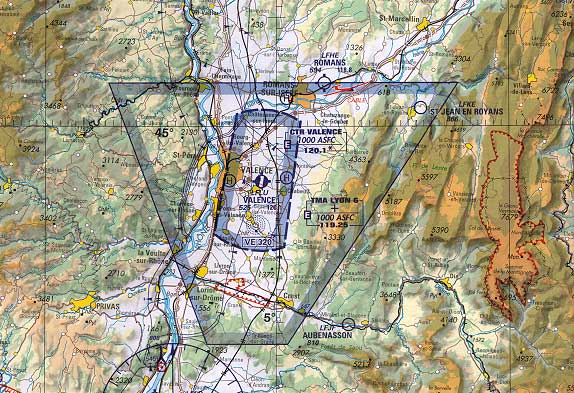 [Extrait de la carte aronautique France Sud-Est 2004 (ref:OACI944)]